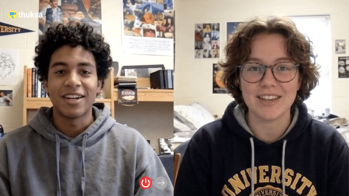 Two College Student enjoying a genuine random video chat conversation on Thuksa