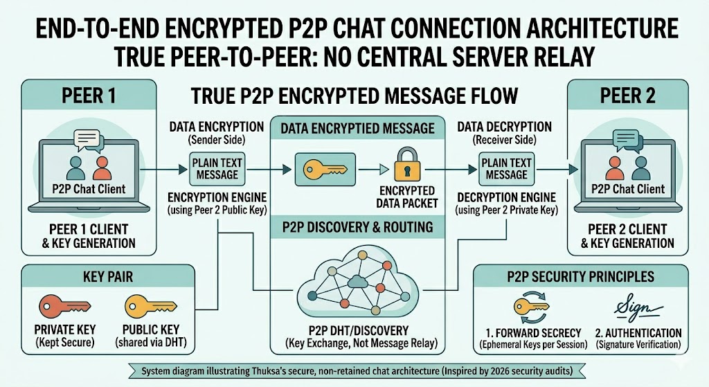 Diagram showing Thuksa end to end encryption and zero log policy